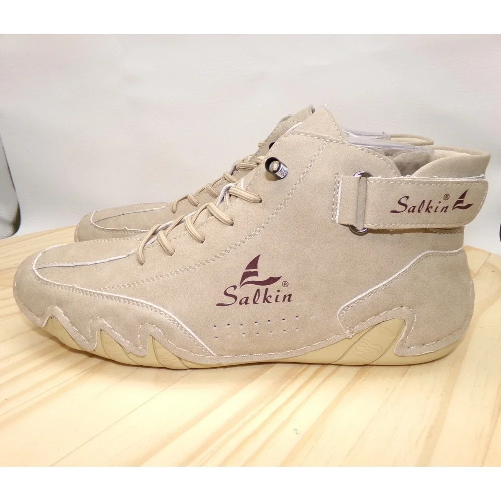 Salkin Minimalist Barefoot Boots Mens Beige Size 40 Ankle Height Leather Adj.